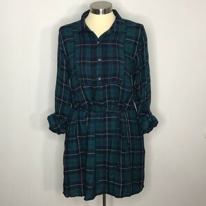 Old Khaki Teal and Navy Plaid Tunic